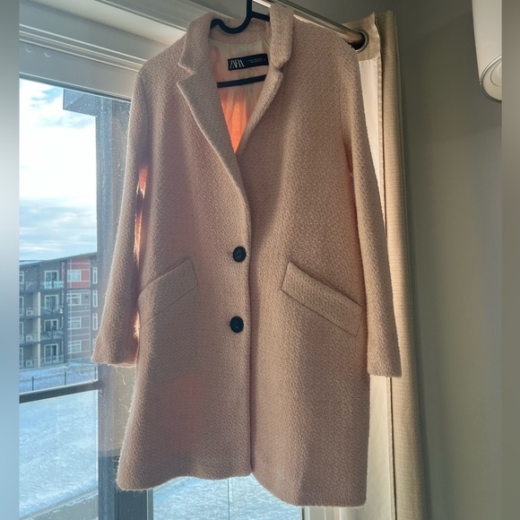 ZARA Women textured coat, spring, winter, fall, extra Small, light pink - Picture 2 of 10